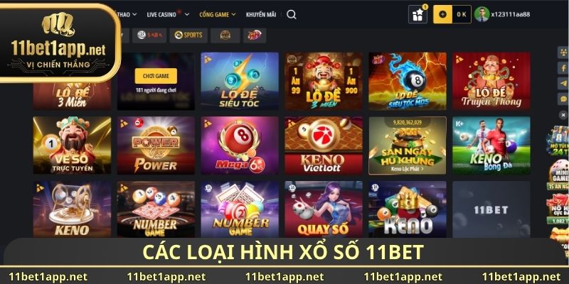 Các loại hình xổ số 11BET