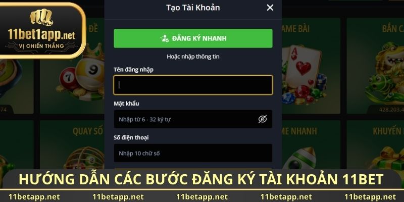 Hướng dẫn các bước đăng ký tài khoản 11BET